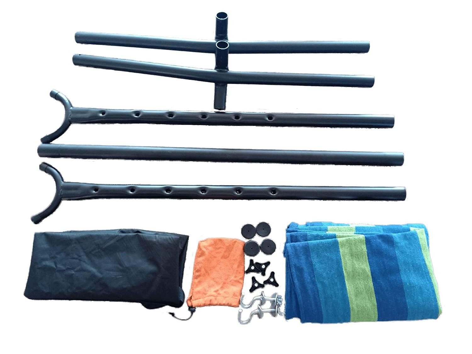 Blue and Green Stripe Classic 2 Person Hammock with Stand - Image 2