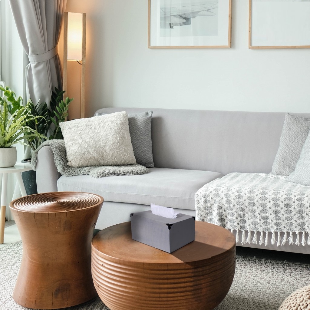 Rustic Gray Mango Wood Rectangular Tissue Holder - Image 4