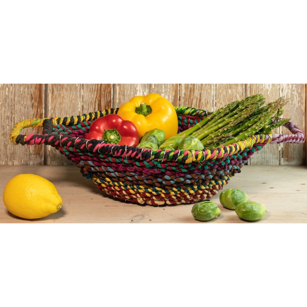 Colorful Braided Jute Centerpiece Basket with Handles - Image 4