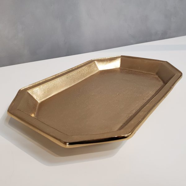 Gilded Gold Finish Textured Serving Tray - Image 3