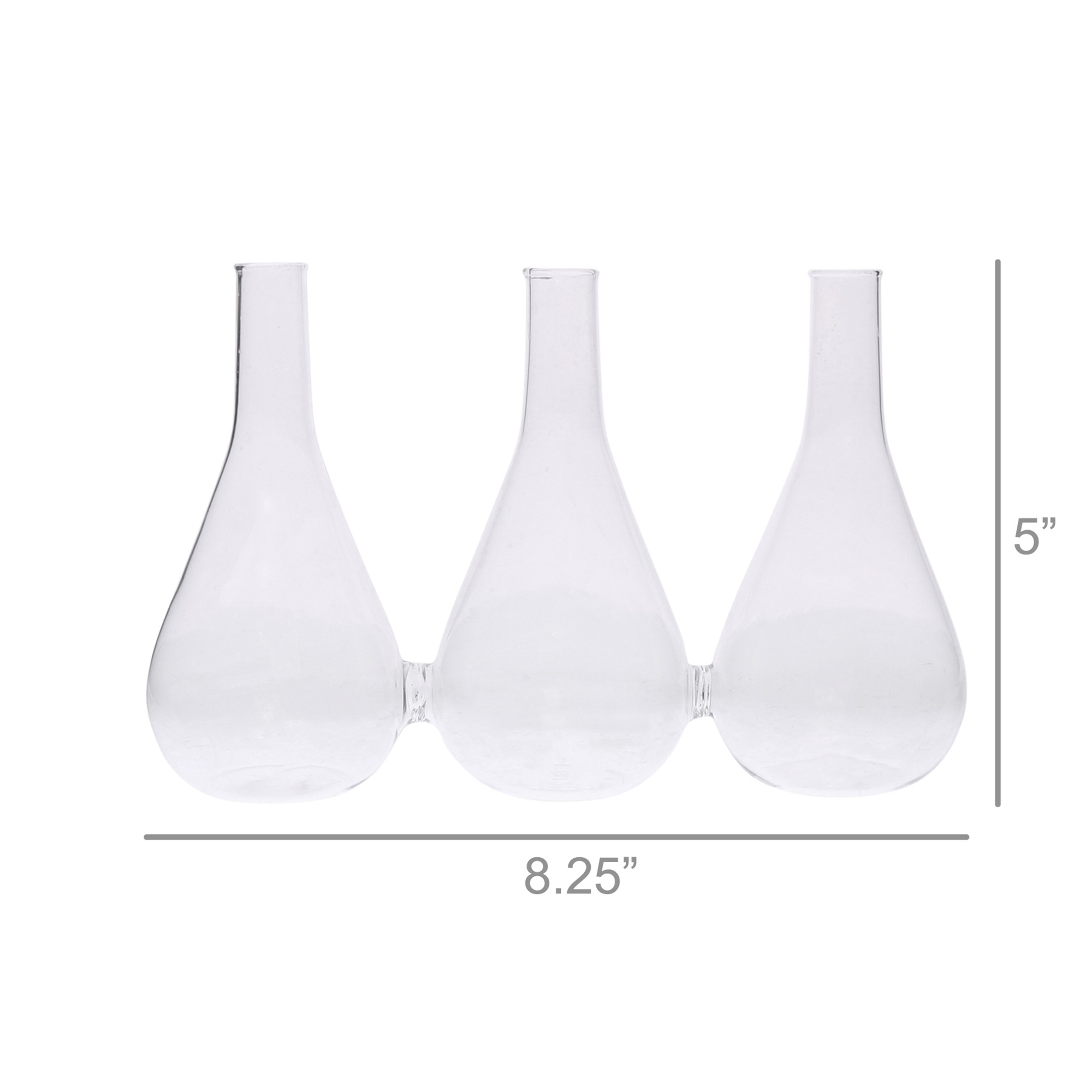 Trio Set of Three Joined Glass Posy Vases - Image 2