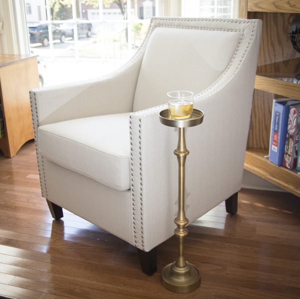 Brushed Gold Finish Drink Size Accent Table - Image 5