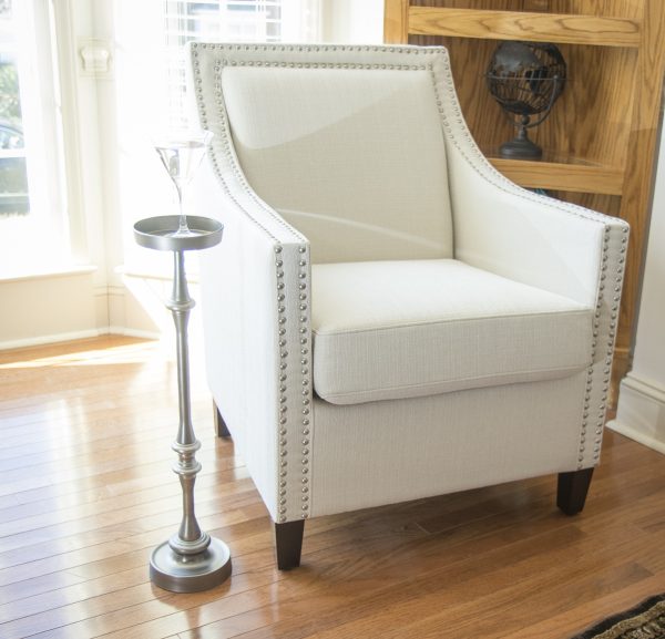 Brushed Silver Finish Drink Size Accent Table - Image 3