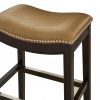 30" Espresso and Carmel Saddle Style Counter Height Bar Stool - Image 2