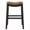 30" Espresso and Carmel Saddle Style Counter Height Bar Stool - Image 5