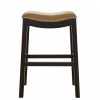 25" Espresso and Carmel Saddle Style Counter Height Bar Stool - Image 3