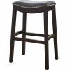 30" Espresso and Gray Saddle Style Counter Height Bar Stool