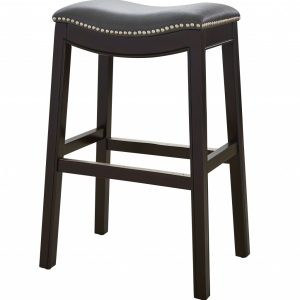 30" Espresso and Gray Saddle Style Counter Height Bar Stool