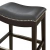 30" Espresso and Gray Saddle Style Counter Height Bar Stool - Image 2