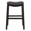 30" Espresso and Gray Saddle Style Counter Height Bar Stool - Image 5