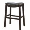 25" Espresso and Gray Saddle Style Counter Height Bar Stool