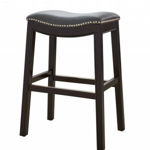 25" Espresso and Gray Saddle Style Counter Height Bar Stool