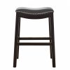 25" Espresso and Gray Saddle Style Counter Height Bar Stool - Image 3
