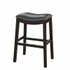 25" Espresso and Gray Saddle Style Counter Height Bar Stool - Image 4