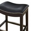 30" Espresso and Black Saddle Style Counter Height Bar Stool - Image 2