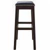 30" Espresso and Black Saddle Style Counter Height Bar Stool - Image 3