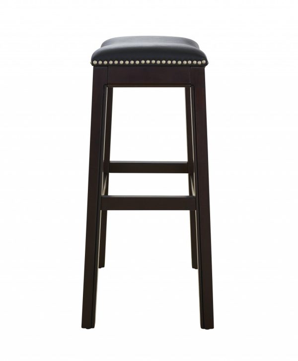 30" Espresso and Black Saddle Style Counter Height Bar Stool - Image 3
