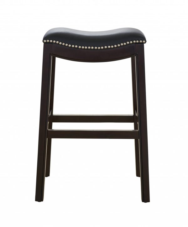 30" Espresso and Black Saddle Style Counter Height Bar Stool - Image 5
