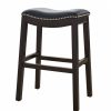 25" Espresso and Black Saddle Style Counter Height Bar Stool
