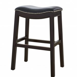 25" Espresso and Black Saddle Style Counter Height Bar Stool