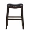 25" Espresso and Black Saddle Style Counter Height Bar Stool - Image 2