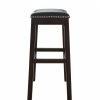 25" Espresso and Black Saddle Style Counter Height Bar Stool - Image 3