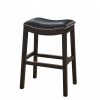 25" Espresso and Black Saddle Style Counter Height Bar Stool - Image 4