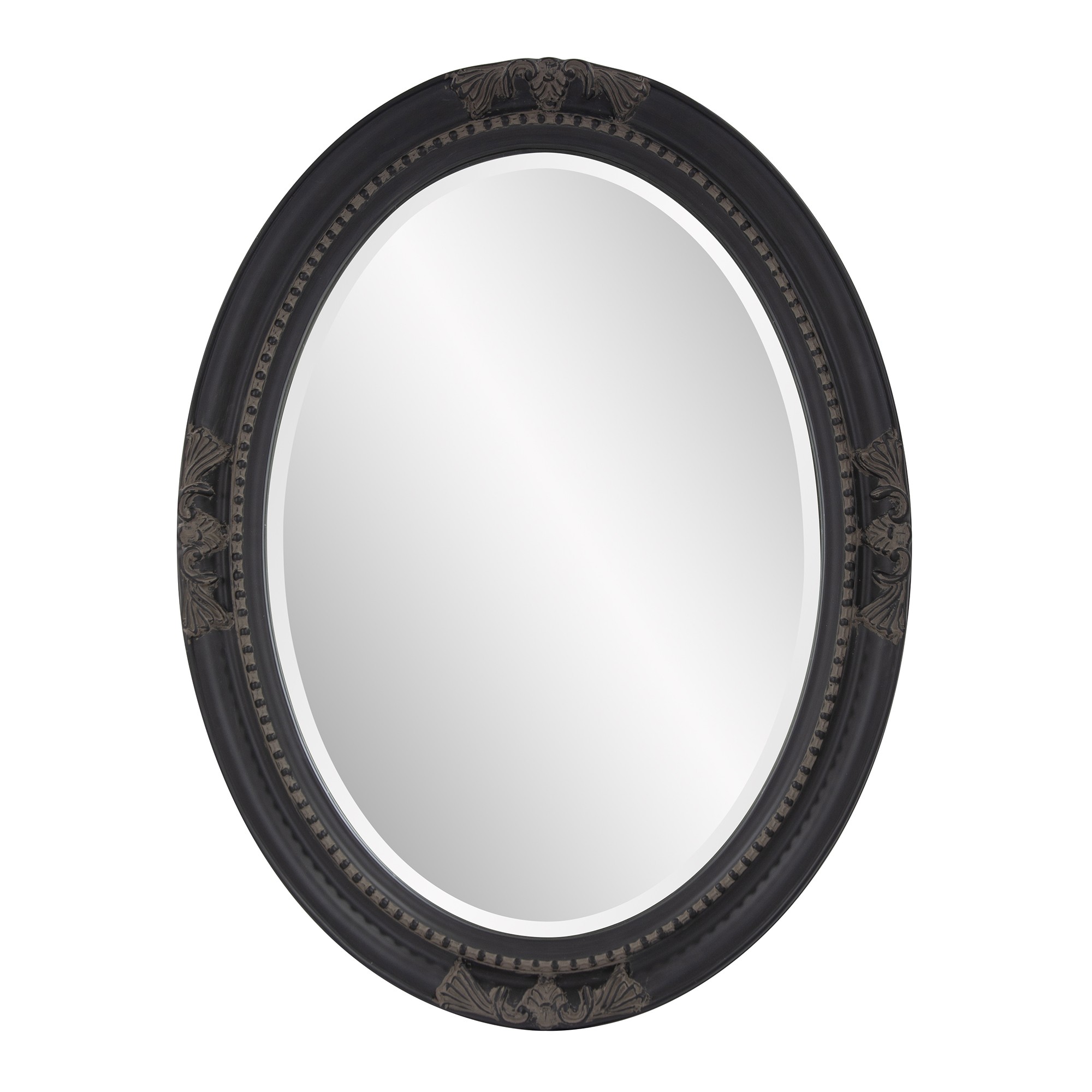Oval Antiqued Black Wood Frame Mirror - Image 2