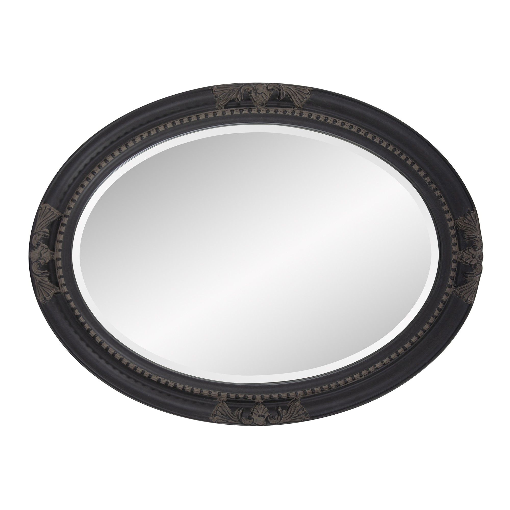 Oval Antiqued Black Wood Frame Mirror - Image 4