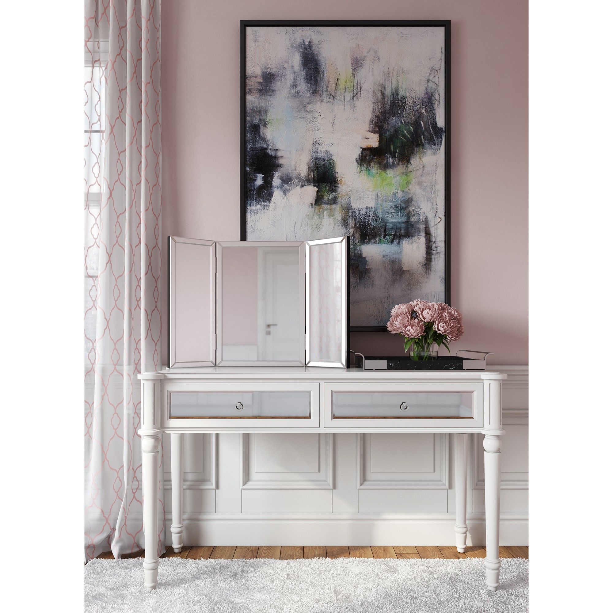 Three Part Hinged Vanity Tabletop Mirror - Image 3