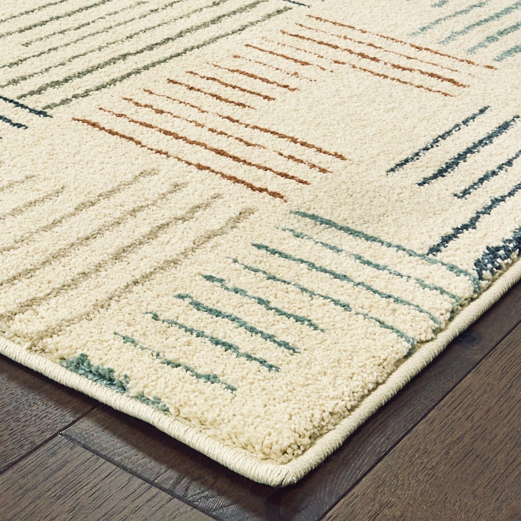5' x 7' Ivory Multi Neutral Tone Scratch Indoor Area Rug - Image 2