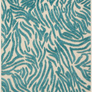 3' x 4'  Aqua Abstract Indoor Outdoor Area Rug