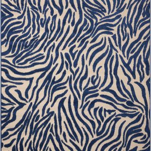 5?x 8?Navy Zebra Pattern Indoor Outdoor Area Rug