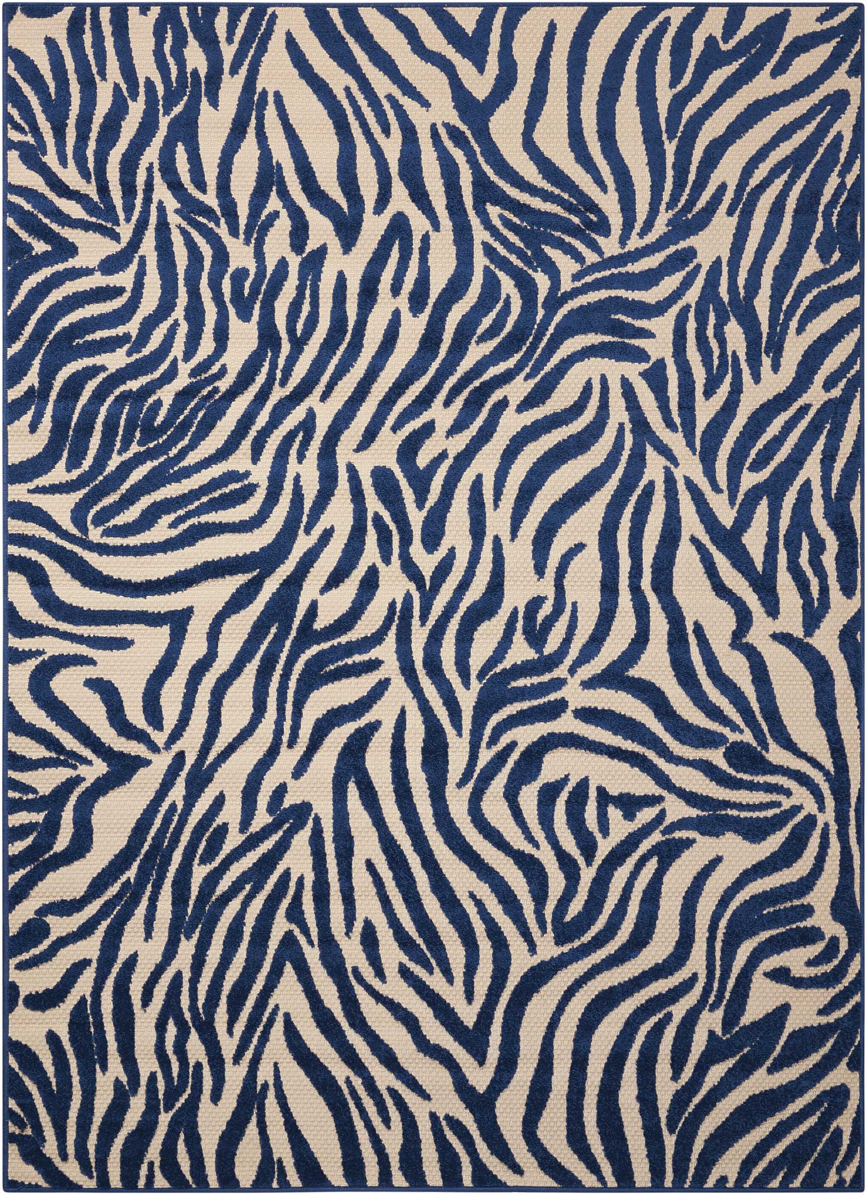 5?x 8?Navy Zebra Pattern Indoor Outdoor Area Rug