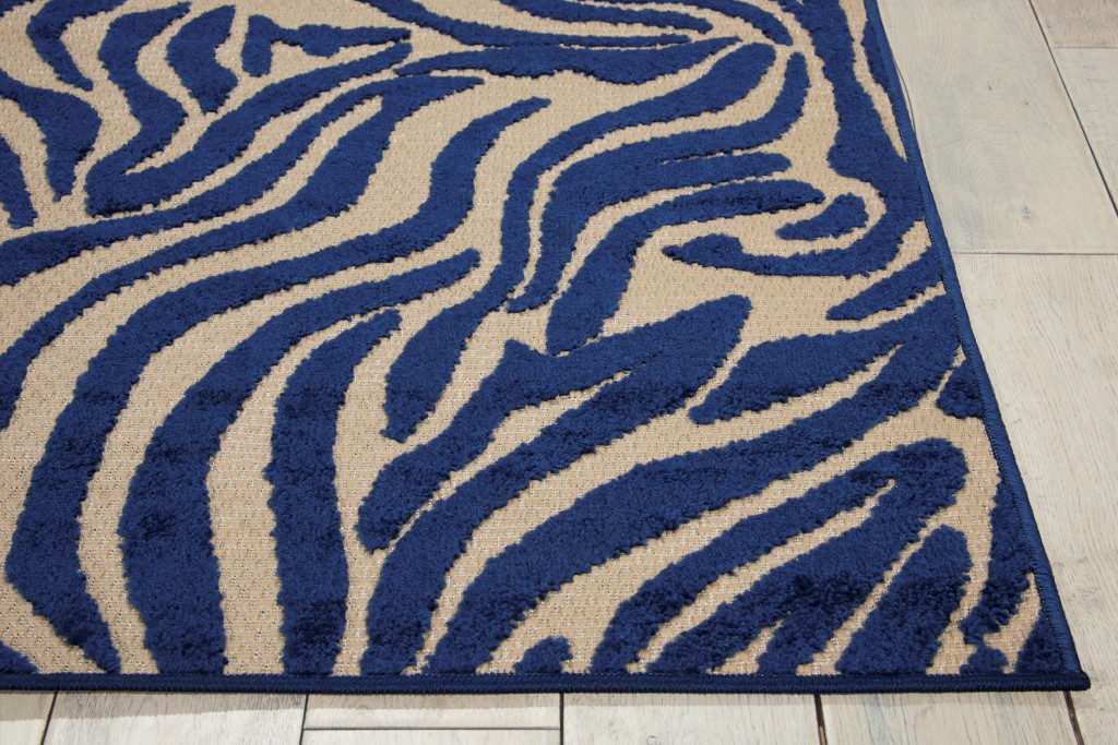 5?x 8?Navy Zebra Pattern Indoor Outdoor Area Rug - Image 5