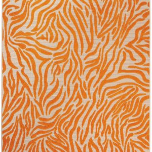 5?x 8?Orange Zebra Pattern Indoor Outdoor Area Rug