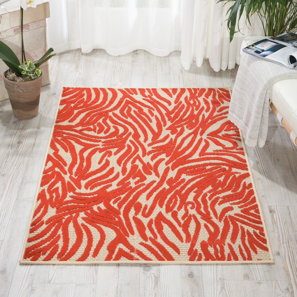 3?x 4?Red Zebra Pattern Indoor Outdoor Area Rug - Image 4