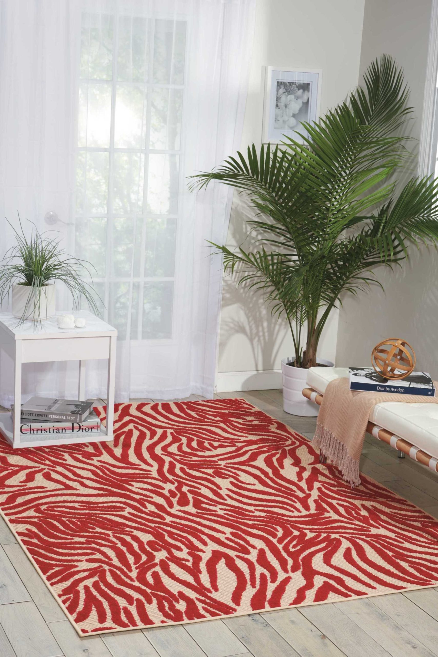 4?x 6?Red Zebra Pattern Indoor Outdoor Area Rug - Image 4
