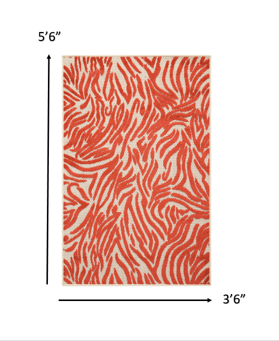 4?x 6?Red Zebra Pattern Indoor Outdoor Area Rug - Image 5