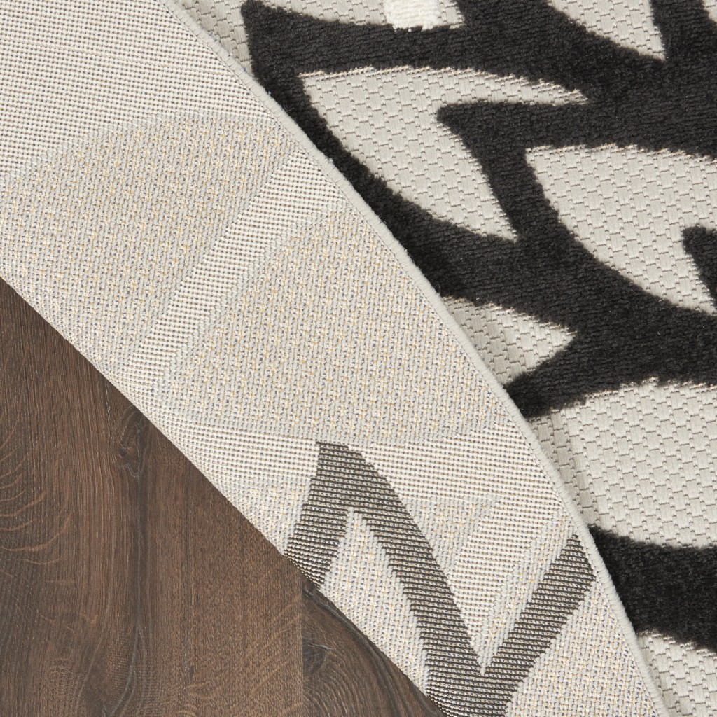 4?Round Black Gray White Indoor Outdoor Area Rug - Image 3