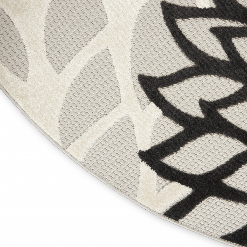 4?Round Black Gray White Indoor Outdoor Area Rug - Image 5