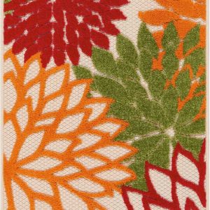 2?x 6?Green Floral Indoor Outdoor Runner Rug