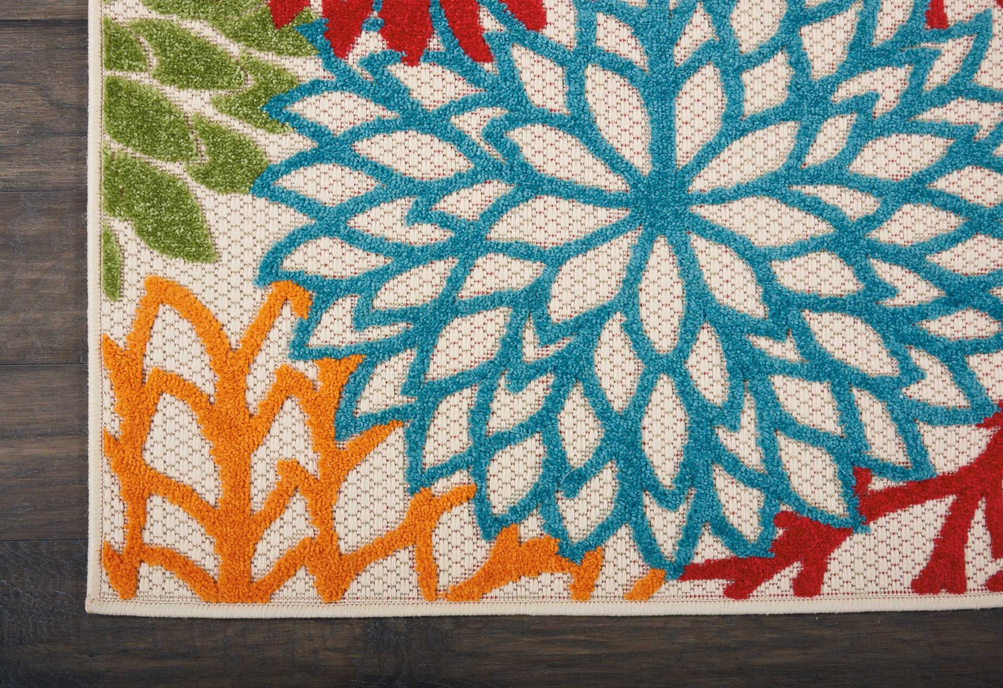 2?x 8?Green Floral Indoor Outdoor Runner Rug - Image 2