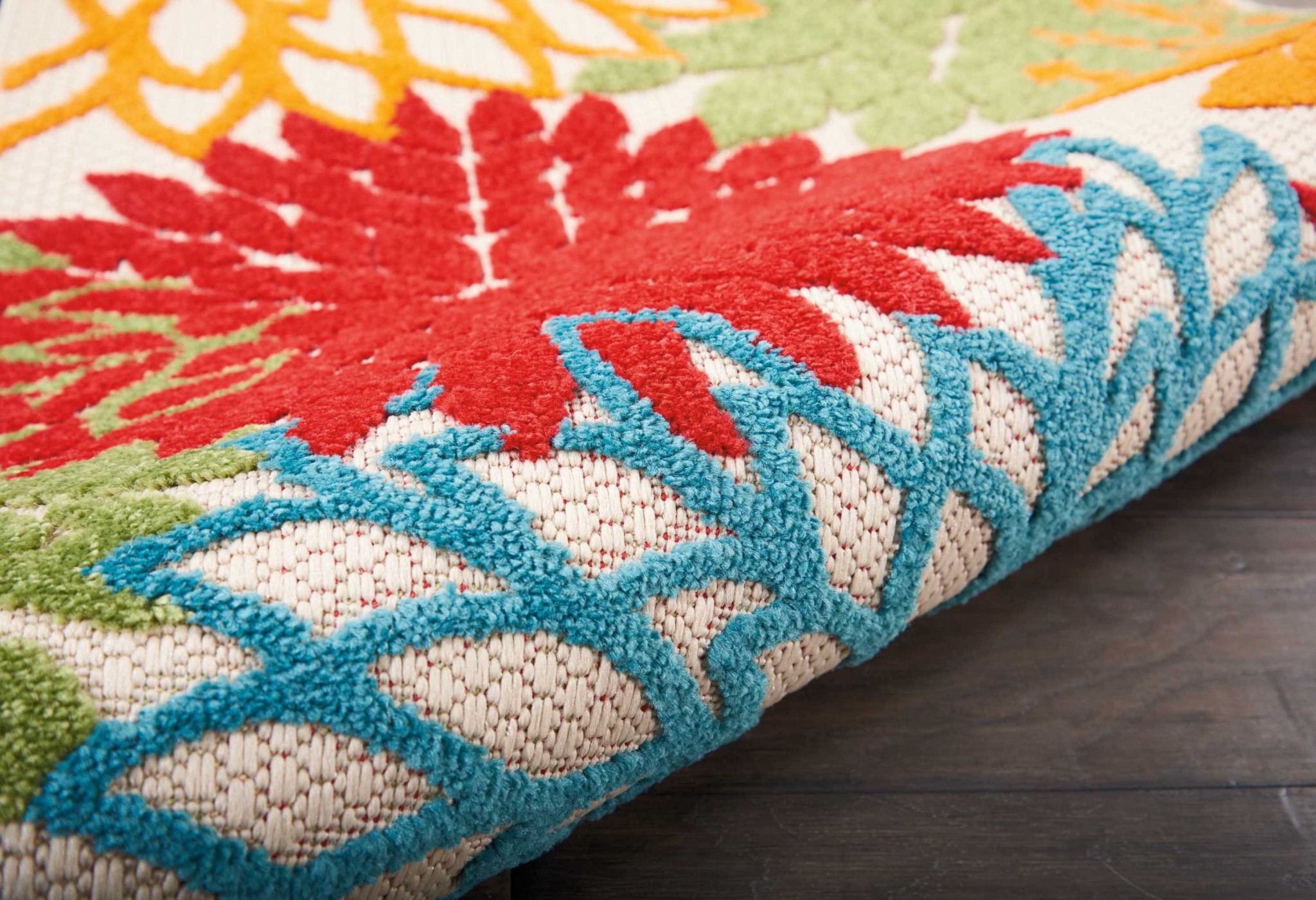 2?x 8?Green Floral Indoor Outdoor Runner Rug - Image 3