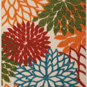 3?x 4?Green Floral Indoor Outdoor Area Rug