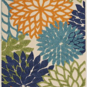3?x 4' Orange Floral Outdoor Area Rug