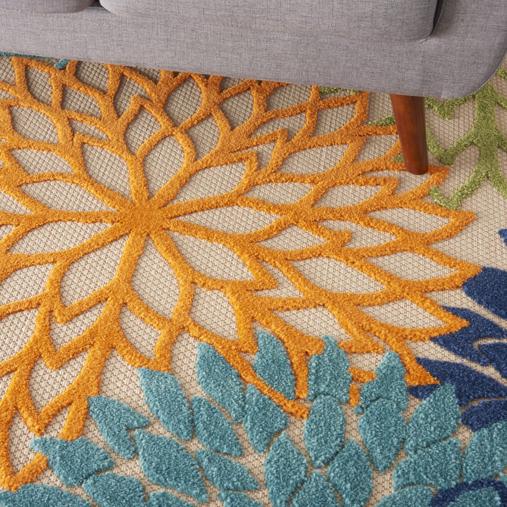 4?x 6' Orange Floral Outdoor Area Rug - Image 5
