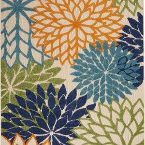 5?x 8' Orange Floral Outdoor Area Rug
