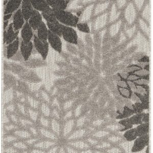 2?x 10?Silver and Gray Indoor Outdoor Runner Rug