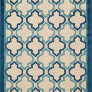 3?x 4?Navy Blue Trellis Indoor Outdoor Area Rug
